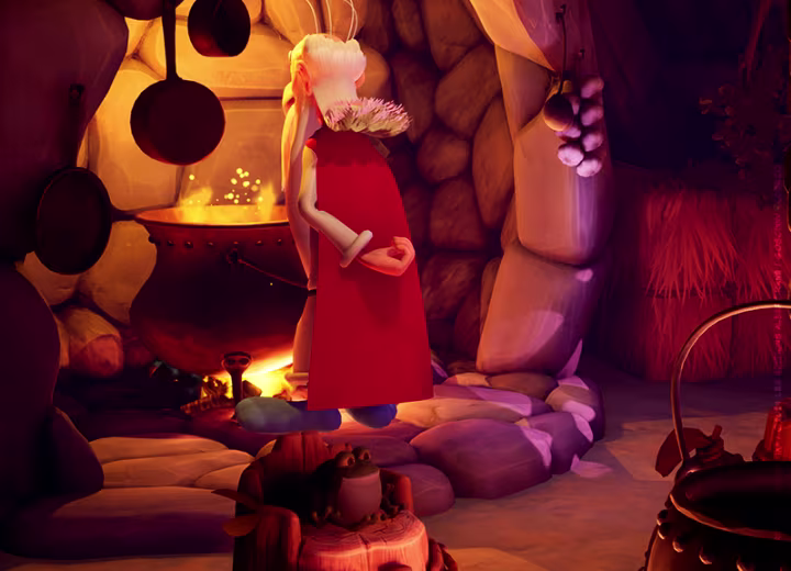 Scène avec Panoramix de la VR Astérix Mission Potions à Bruxelles