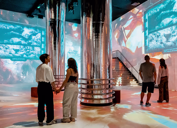 People at the Jules Verne 200 Immersive Exhibition in Brussels