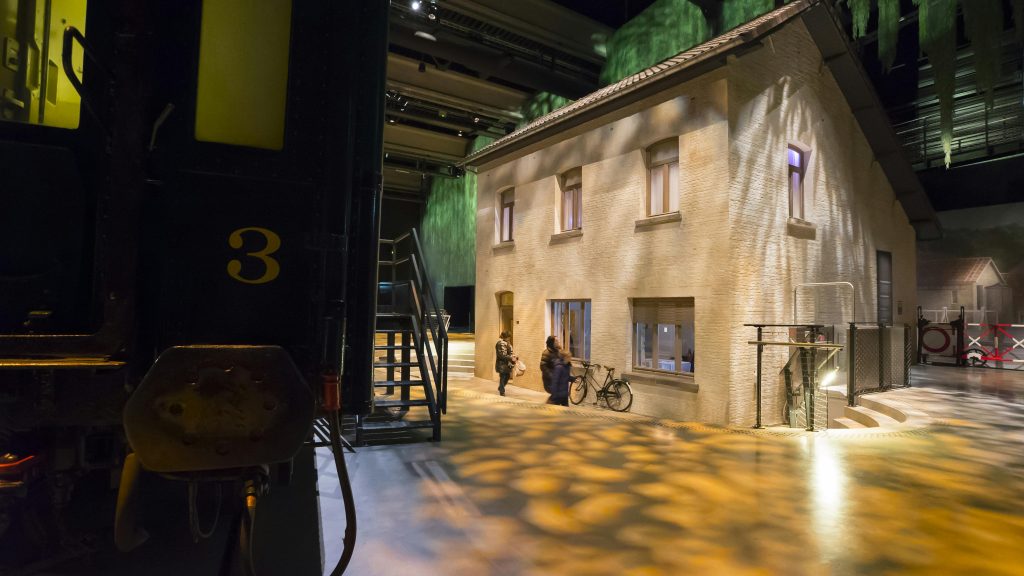 Sets and train at the Train World museum in Brussels