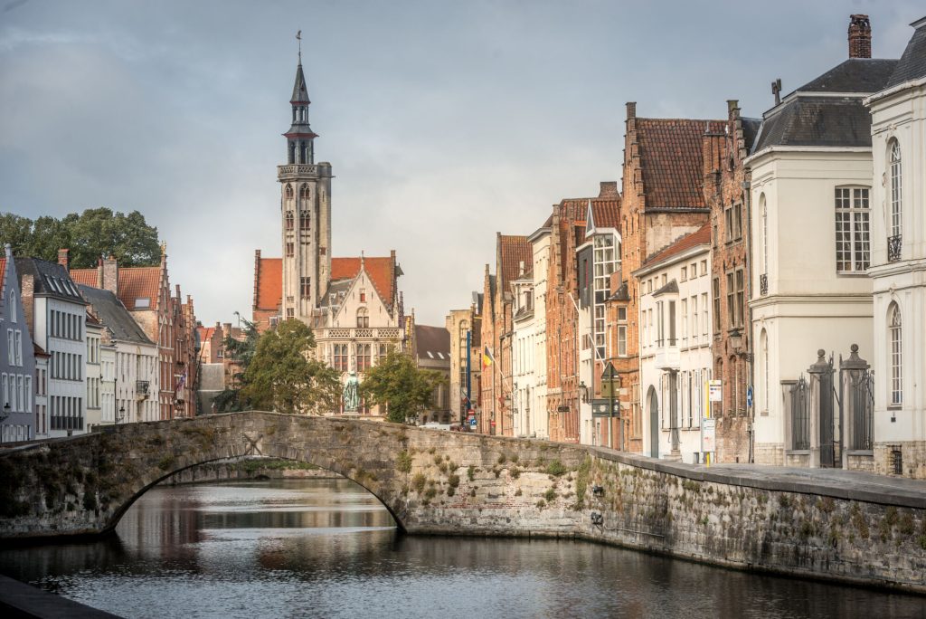 View from a canal in the city of Bruges